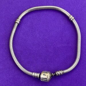 💛 Pandora Sterling Silver Snake Chain Charm Bracelet | Stacking Fun
